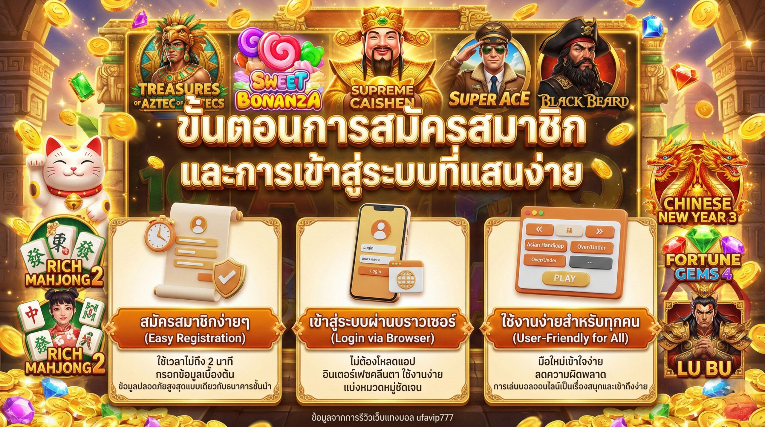 ขั้นตอนการสมัครสมาชิกและการเข้าสู่ระบบ ufavip777