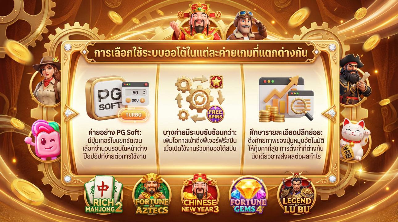 ความแตกต่างของระบบหมุนอัตโนมัติในแต่ละค่ายเกมสล็อต