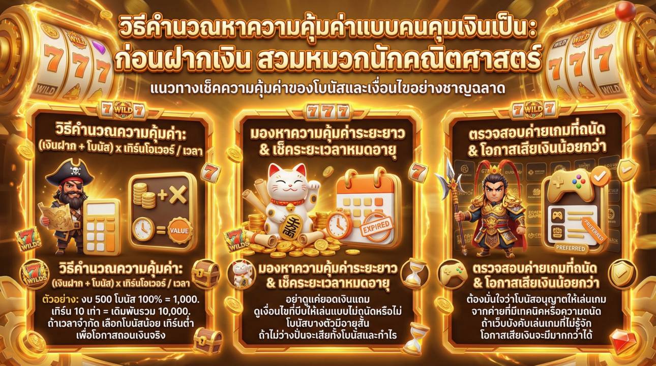 วิธีคำนวณความคุ้มค่า ก่อนรับโบนัสสล็อต