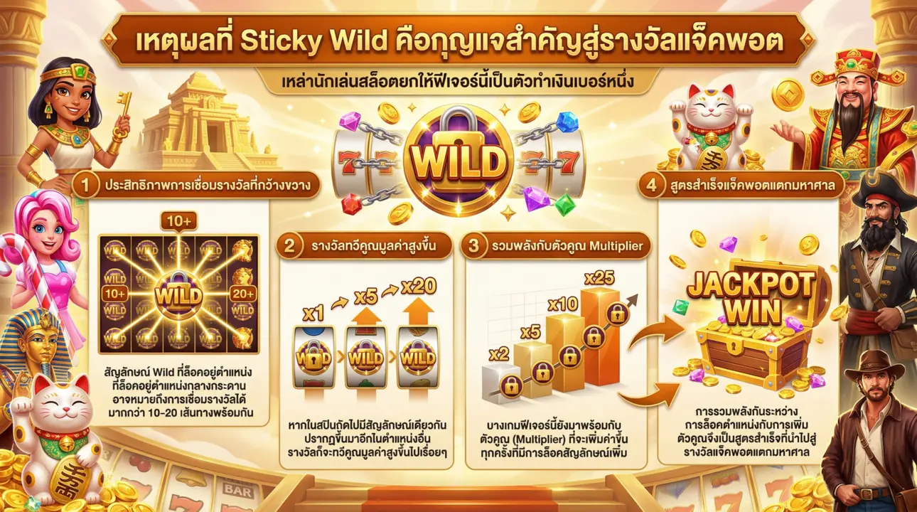 Sticky Wild เคล็ดลับสู่รางวัลแจ็คพอต