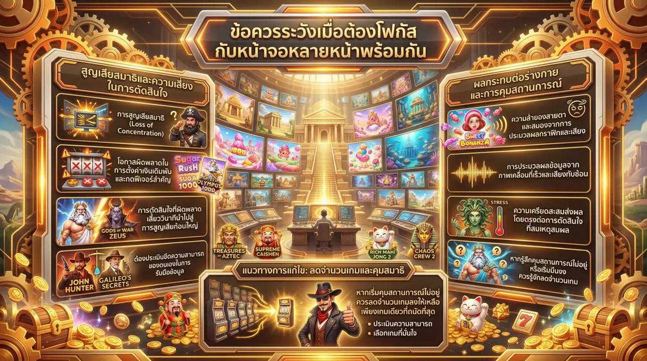 ข้อควรระวังเมื่อเล่นสล็อตหลายหน้าจอพร้อมกัน