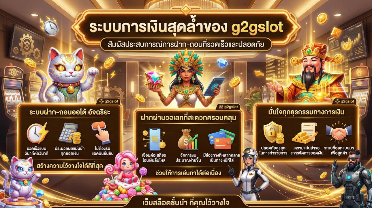 ระบบการเงินสุดล้ำ g2gslot ฝาก-ถอนออโต้ รวดเร็ว มั่นใจ 100%