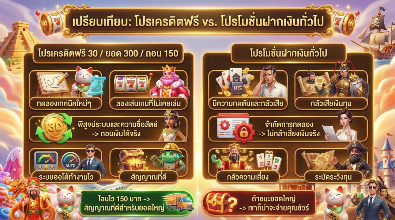 เครดิตฟรี 30 vs ฝากเงิน เลือกแบบไหนให้ได้เปรียบ