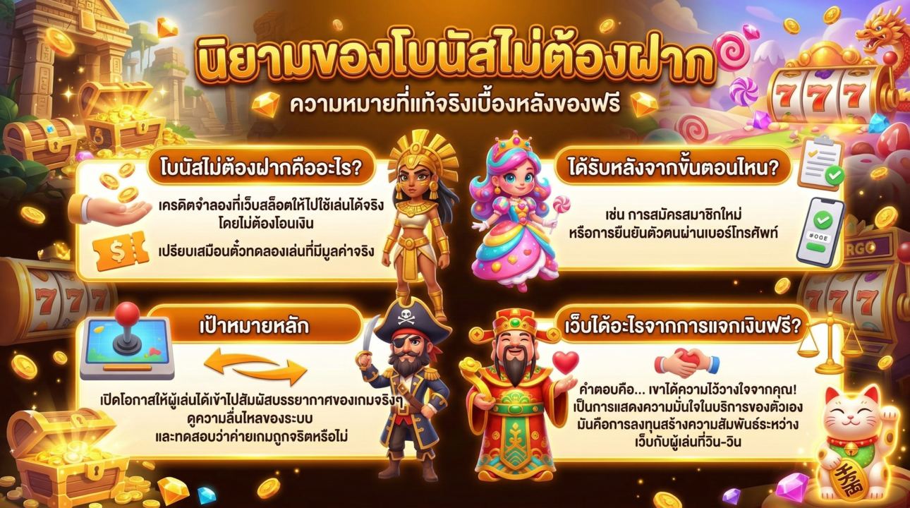 โบนัสไม่ต้องฝาก เล่นฟรี ไม่ต้องควักทุน